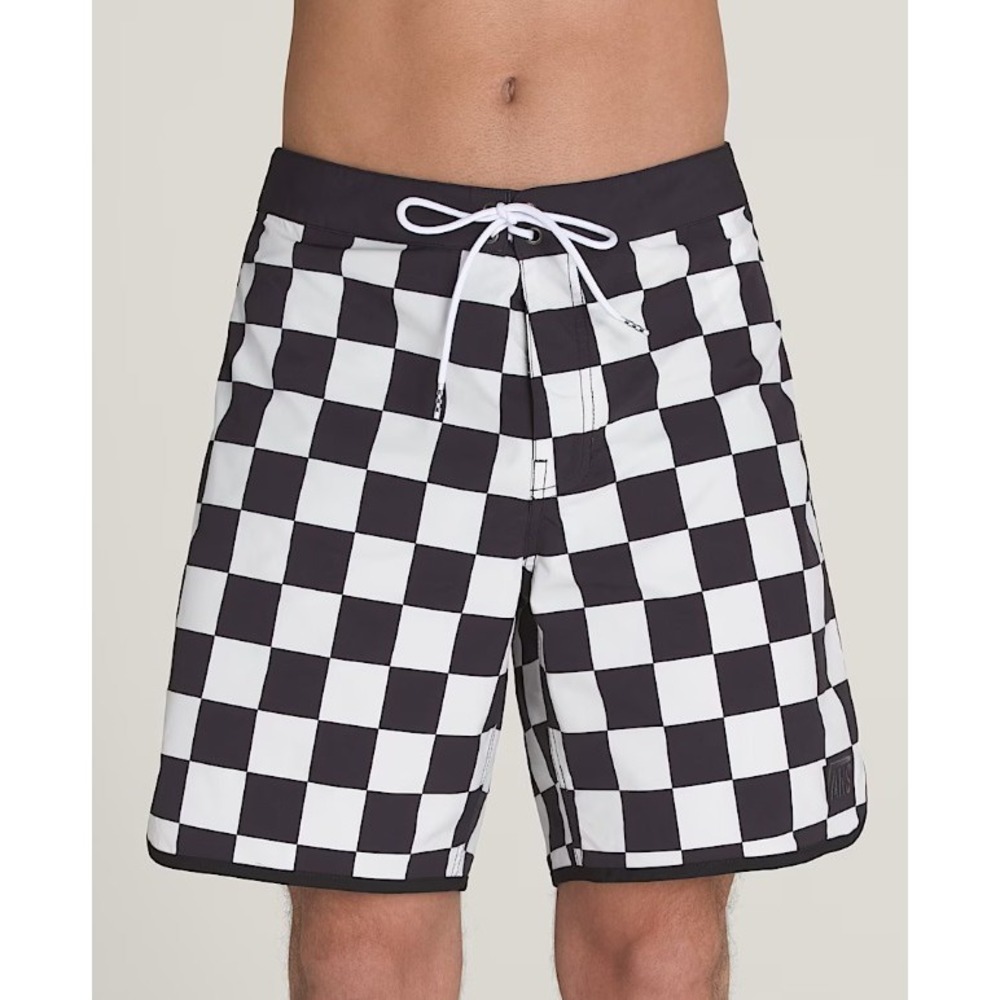 Vans Mens Everride Scalloped Checkerboard 18" Boardshorts Black White Relaxed 32